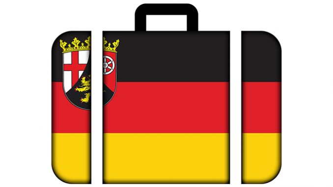 Flag Of Rhineland-palatinate, Germany. Suitcase Icon, Travel And